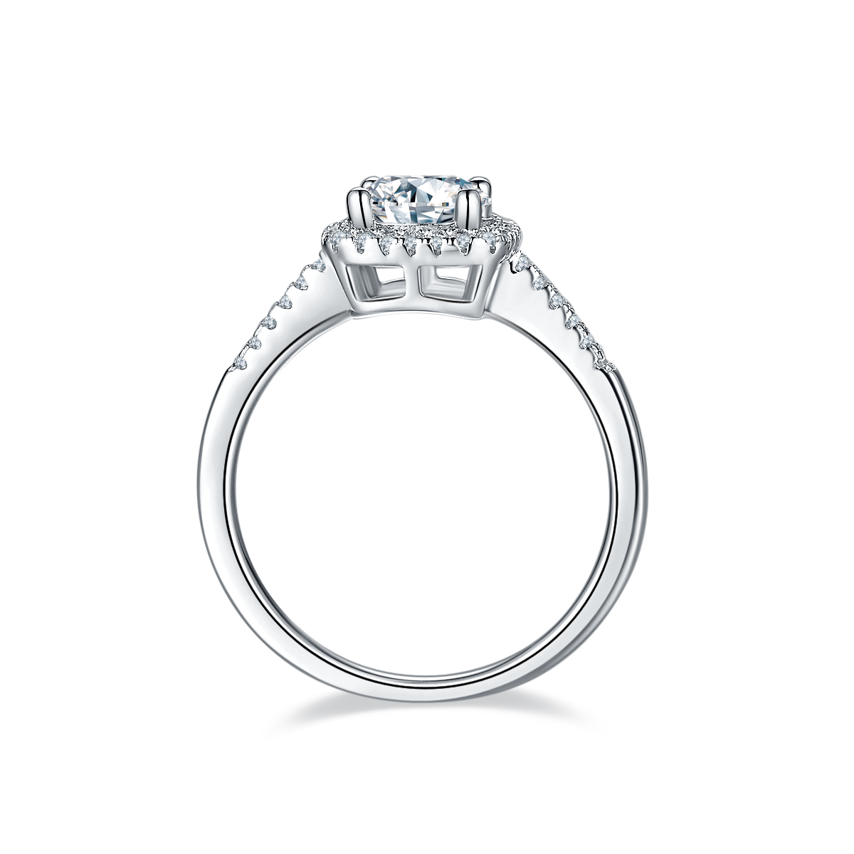 Straight arm luxury square bag S925 silver plated platinum Moissanite women's ring 1 carat D-grade